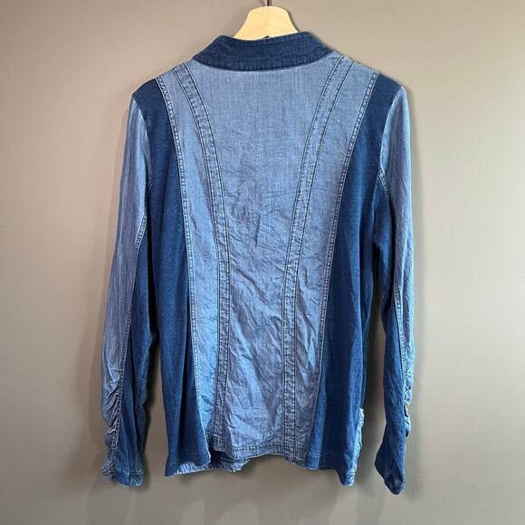 Soft Surroundings Two Toned Blue Kendra Zip Jacket L - Picture 4 of 8